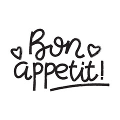 Brush Stroke Bon Appetit Hand Lettering Vector Design.