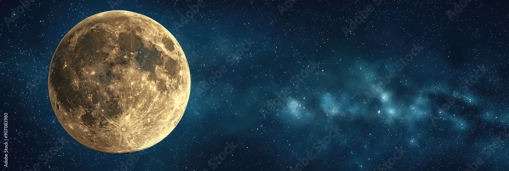 Canvas Prints Illuminated Full Moon Casting Celestial Glow on Night Sky