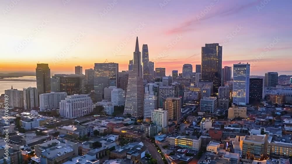 Sticker san francisco downtown buildings skyline aerial