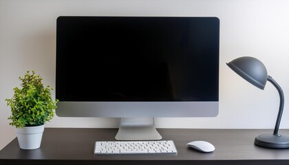 Fototapeta premium computer setup, monitor keyboard mouse