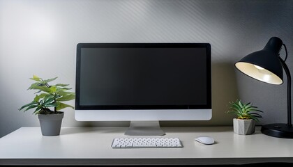 Fototapeta premium computer setup, monitor keyboard mouse