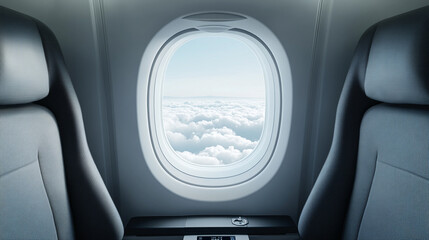 vibrant sky seen through an airplane window, showcasing a mesmerizing blend of colors and clouds, evoking a sense of wonder, freedom, and adventure