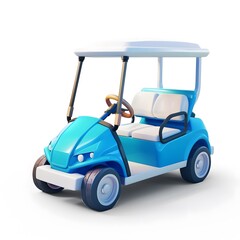 A 3D icon of a golf cart on a white background, depicting a small, motorized vehicle used to transport golfers and their equipment around a golf course.