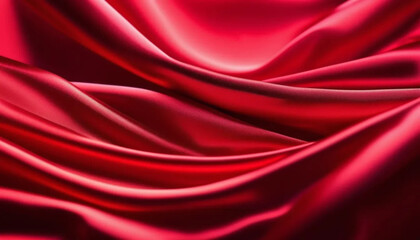 Fototapeta premium Red draped satin as a background. Close up. 