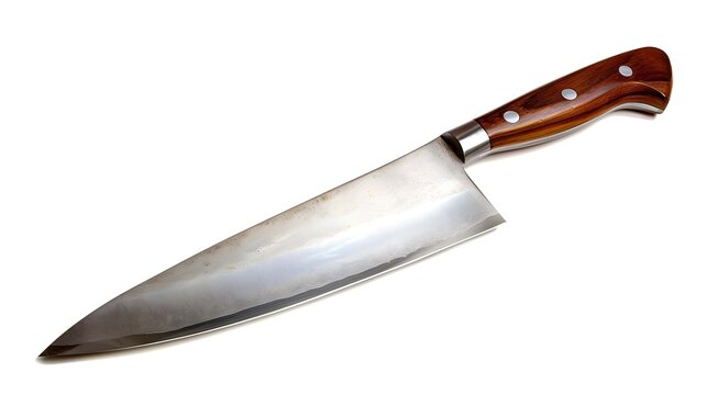 Chef's kitchen knife isolated against a white background