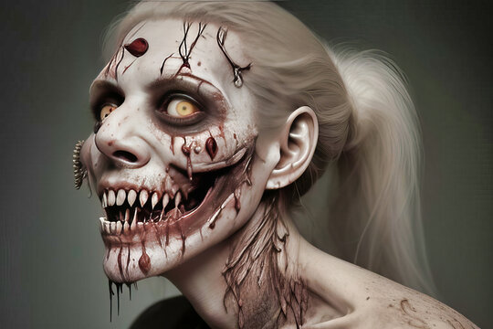 Una mujer zombie tenebrosa