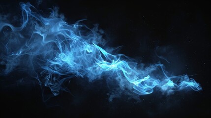Obraz premium Abstract Blue Smoke on Black Background, abstract, smoke, photography, blue