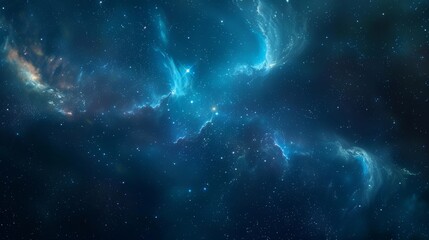 Celestial Nebula, Blue, Starry Night, Cosmic Dust, Galaxy, Space