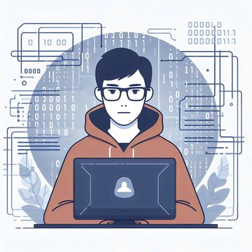 IT specialist is working on PC, information technologies 