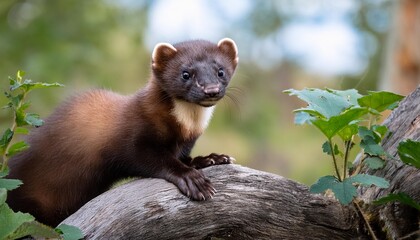 marten sitting on a tree