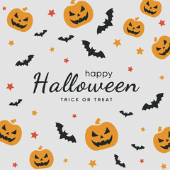 Happy Halloween background with bats and pumpkins