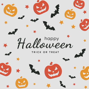 Happy Halloween background with bats and pumpkins