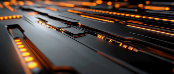 illustration of modern futuristic metallic background with orange lights