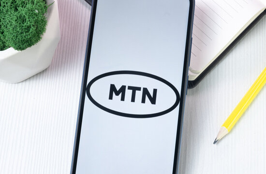 New York, USA - 1 August 2024: MTN Group Logo on Phone Screen, Company Icon on Display