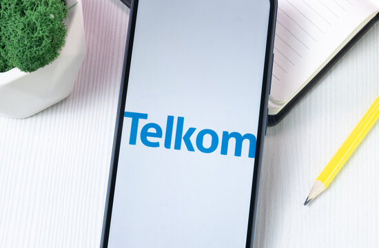 New York, USA - 1 August 2024: Telkom Logo on Phone Screen, Company Icon on Display