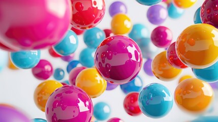 Abstract colorful floating spheres on white background. 3d rendering