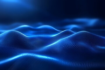Obraz premium Luminous Abstract Blue Background with Waveforms