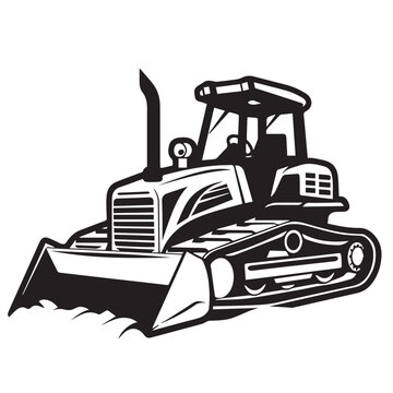 recommend clip art: Bulldozer in cartoon, doodle style . Image for t-shirt, web, mobile apps and ui. Isolated 2d vector illustration in logo, icon, sketch style, Eps 10, black and white. AI Generative