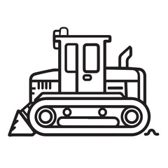 Bulldozer in cartoon, doodle style . Image for t-shirt, web, mobile apps and ui. Isolated 2d vector illustration in logo, icon, sketch style, Eps 10, black and white. AI Generative