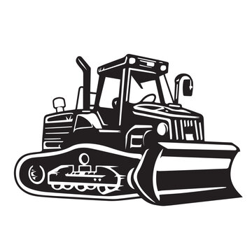 recommend clip art: Bulldozer in cartoon, doodle style . Image for t-shirt, web, mobile apps and ui. Isolated 2d vector illustration in logo, icon, sketch style, Eps 10, black and white. AI Generative