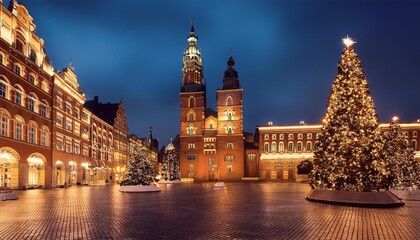 Fototapeta premium European cities filled with Christmas festival atmosphere