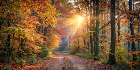 Obraz premium autumn forest in the morning