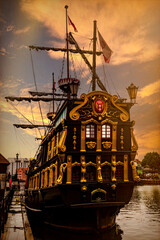 Pleasure vintage sailing ship in the style of the Spanish galleon