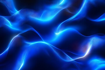 Blue 3D neon wave patterns on abstract background