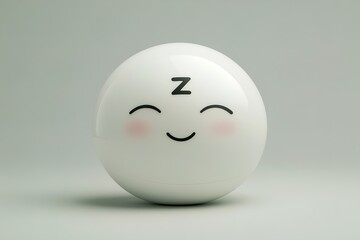 Minimalistic cute white round face with sleepy expression and blush cheeks