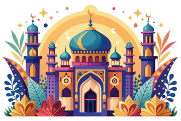 magnificent mosque background design, for Eid al-Fitr, Eid al-Adha, Islamic holy days.