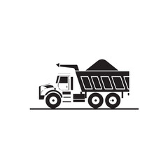 Fototapeta premium DUMP TRUCK in cartoon, doodle style . Image for t-shirt, web, mobile apps and ui. Isolated 2d vector illustration in logo, icon, sketch style, Eps 10, black and white. AI Generative