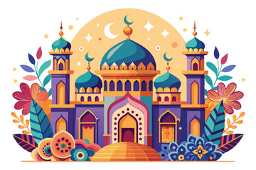 magnificent mosque background design, for Eid al-Fitr, Eid al-Adha, Islamic holy days.