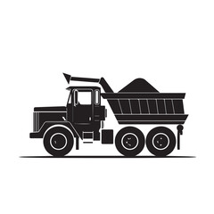 Fototapeta premium DUMP TRUCK in cartoon, doodle style . Image for t-shirt, web, mobile apps and ui. Isolated 2d vector illustration in logo, icon, sketch style, Eps 10, black and white. AI Generative