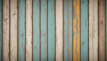 Obraz premium A background featuring a vintage, distressed wood texture with peeling paint and uneven color patches, creating a nostalgic and worn-out effect. Multiple variations available 