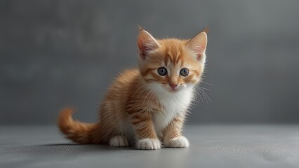 red kitten with white background