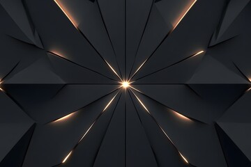Radiant geometric shapes on abstract black background