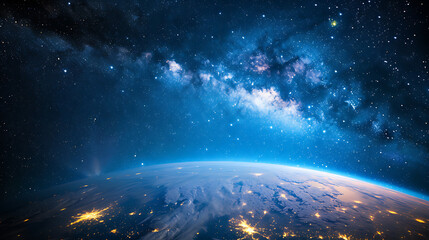 Obraz premium Nighttime Splendor: Earth's Majestic View from Space