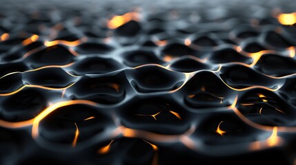 Fototapeta premium Luminous Abstract Darkness - Intricate 3D Patterns with Glowing Accents and Ample Copy Space
