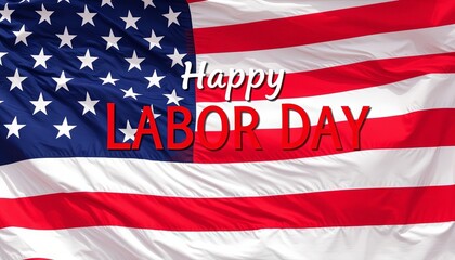 American Flag and Happy Labor Day Text on a Textured Background

