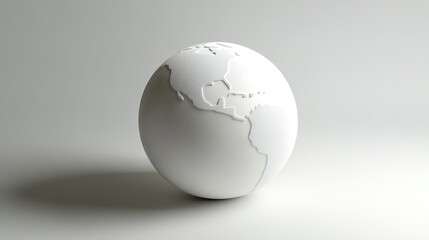 White globe sculpture with raised continents