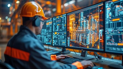 Engineers conducting 3D spatial analysis of a building site