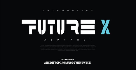 Future XElegant unique serif alphabet display font vector illustration