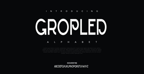 Cropled Unique decorative retro style alphabet display font vector. Creative typography style for any design needs