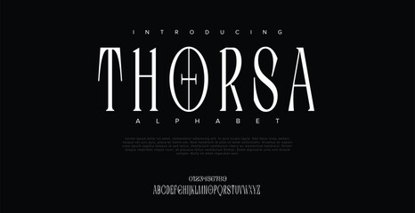 Thorsa retro style sans serif alphabet display font vector