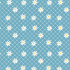 Pattern Flowers blue and white daisy