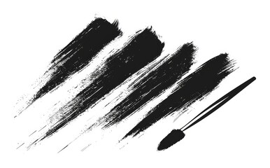 Isolated on a white background, a close-up of three black spray paint lines.