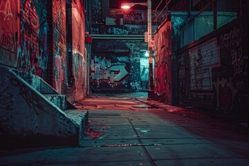 Fototapeta premium Nighttime view of Toronto, Canada's Fashion District's Graffiti Alley