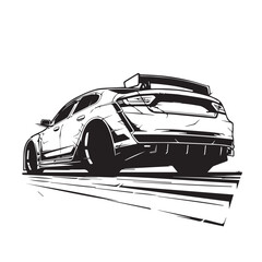 Obraz premium CAR CARRIER in cartoon, doodle style . Image for t-shirt, web, mobile apps and ui. Isolated 2d vector illustration in logo, icon, sketch style, Eps 10, black and white. AI Generative