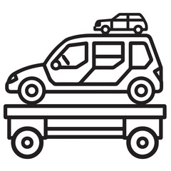 CAR CARRIER in cartoon, doodle style . Image for t-shirt, web, mobile apps and ui. Isolated 2d vector illustration in logo, icon, sketch style, Eps 10, black and white. AI Generative
