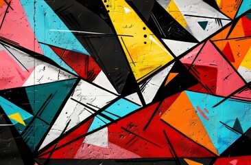 Graffiti drawings on an old wall. Street art culture decorated with paint stains. Shades of multicolored background.